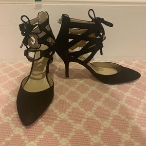 Audrey Brook Black Suede Kitten Heels